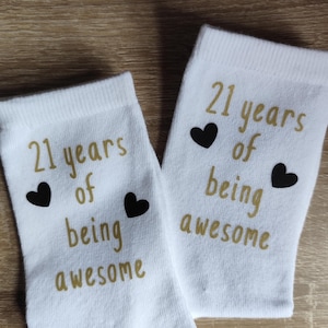 21st Birthday Socks | 21 Years of Being Awesome | 21st Milestone Gift | Fun 21st Birthday Gift