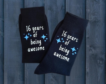 Calcetines de 16.º cumpleaños / Regalo novedoso "16 años de ser increíble"