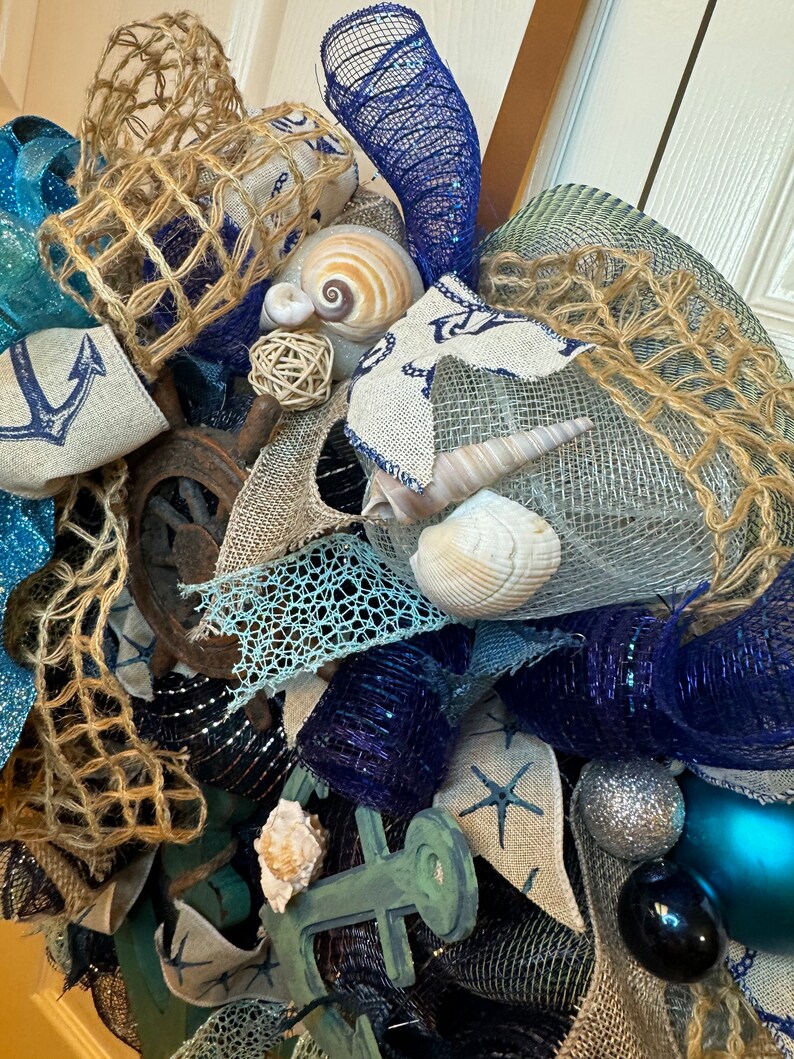 Coastal Anchor Wreath | Beach Front Door Decor | Nautical Summer Home ...
