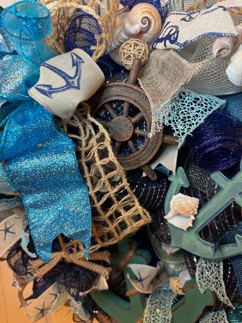 Coastal Anchor Wreath | Beach Front Door Decor | Nautical Summer Home ...