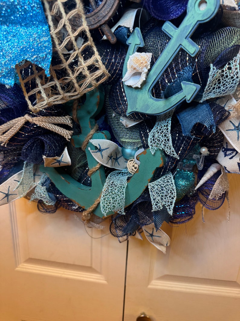 Coastal Anchor Wreath | Beach Front Door Decor | Nautical Summer Home ...