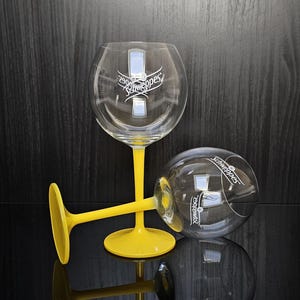 2x Vintage Schweppes Gin Tonic or Cocktail glass. Set of 2. Indian tonic glasses. Schweppes brand and logo.