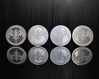 4x Bacardi rum stainless steel coaster. Bacardi brand and logo with bat. Made in Europe. Early 2000s.