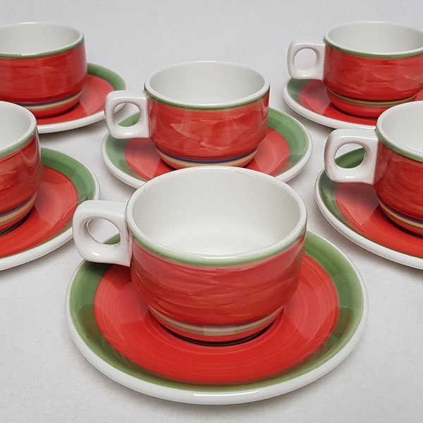 6x set Dudson cup and saucer. Vintage Retro 1990's.