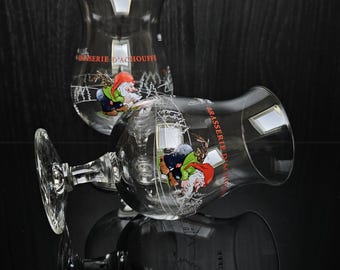 2x Beer glass 25 cl La Chouffe. Brasserie D'Achouffe. Belgian beer. Belgium. Branded beer glass. La Chouffe logo.
