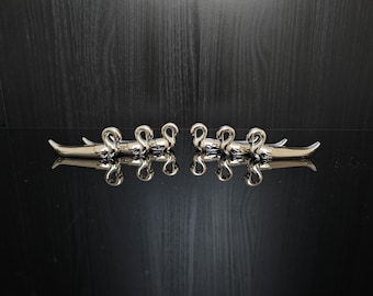6x vintage silver-plated knife or cutlery rests. Cutlery holder, model: Swan. France, 1960s.