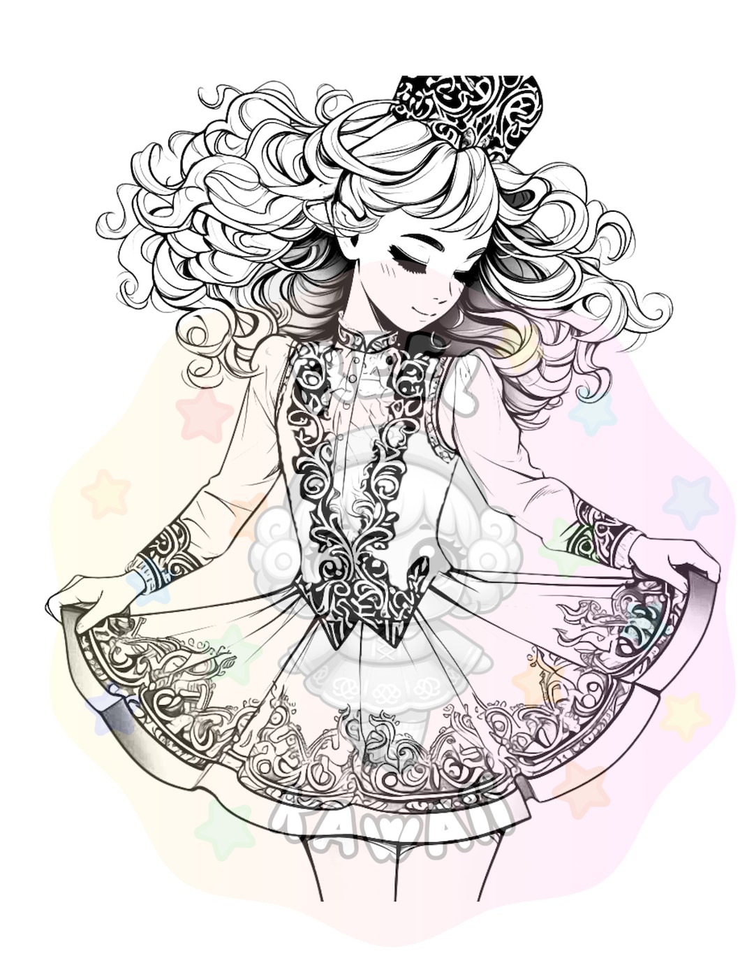 Irish Dance Coloring Page Solo Dress Irish Dancer Coloring Page for