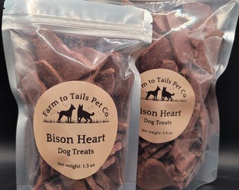 Freeze Dried Bison Heart Dog Treats | Single Ingredient, High Protein, Novel Protein