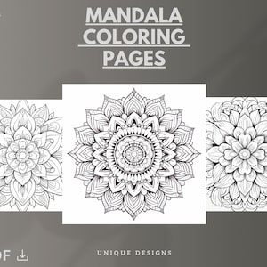 Mandala Coloring Pages - Unique Adult Coloring Pages - Intricate Designs & Patterns for Relaxation and Stress Relief