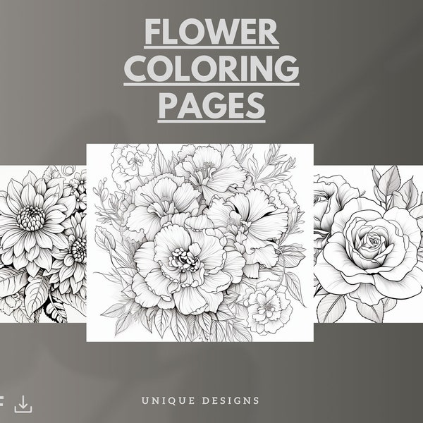 Flower Coloring Page - Etsy