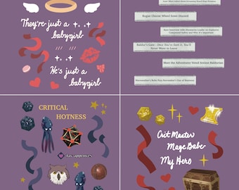 Baldur’s Gate 3 / TTRPG / DnD / D20 - Themed Sticker Sheets - [5” x 4”] - Clear Stickers