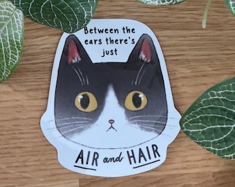Nothing But Hair and Air - Silly Cat Sticker - Waterproof Sticker