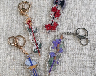 Frieren Weapons Keychains - Set of 4 - [ crystal clear acrylic keychains ]