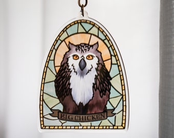 BG3 Animal Friends Stained Glass Look Keychain - Owlbear Cub - 2.5" x 3.5" - [ Acrylic and Epoxy / Big Chicken / Owlbear ]