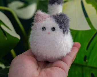 COMMISSION SLOT - Calico 2 Fuzzy Kitten Super Soft Amigurumi Plush - [ crochet cat using bigbebez pattern / fluffy little cat / desk buddy ]
