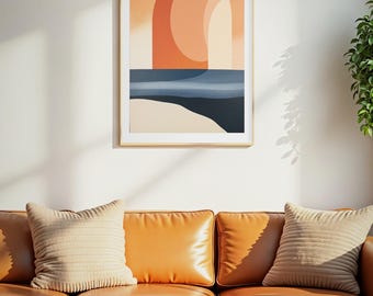 Terracotta Sunrise Arch Print, Boho Abstracte Muurdecoratie, Printbare Digitale Download, Koraalcrème Decoratie, Warme Woonkamer Kunst