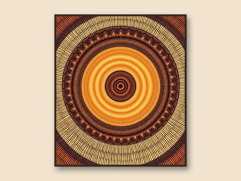 Estampado de cesta tejida, arte mural en terracota y ocre óxido, descarga digital imprimible, decoración geométrica afrohemia, arte bohemio terroso. imagen 3