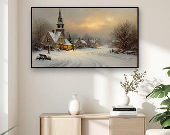 Christmas Frame TV Art Set of 10, Vintage Winter Paintings for Samsung Frame TV, Cozy Holiday Decor, 4K Digital Download