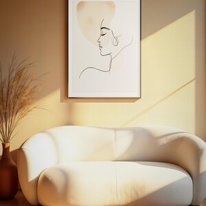 Japandi Wall Art, One Line Drawing Woman, Minimalist Line Art Print, Printable Wall Art, Neutral Abstract Face, Digital Download Bild 2
