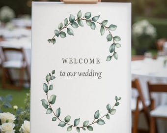 Sage Eucalyptus Arch Ceremony Sign, Wedding Welcome Sign, Greenery Welcome Poster, Printable Digital Download
