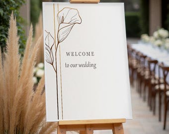 Modern Line Art Ceremony Sign, Wedding Welcome Sign, Minimalist Welcome Poster, Printable Digital Download