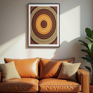 Estampado de cesta tejida, arte mural en terracota y ocre óxido, descarga digital imprimible, decoración geométrica afrohemia, arte bohemio terroso. imagen 1