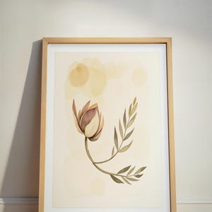Dried Lotus Pod Print, Japandi Wall Art, Sand Olive Botanical Wall Art, Neutral Living Room Art, Printable Digital Download image 6