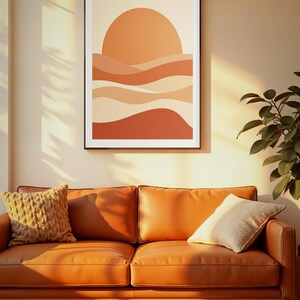 Desert Wall Art, Terracotta Sun Print, Ocher Boho Wall Art, Printable Digital Download, Desert Abstract Decor, Warm Living Room Art image 2