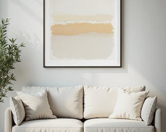 Wabi Sabi Wall Art, Earth Horizon Print, Abstract Landscape Decor, Ocher Limestone Art, Printable Digital Download