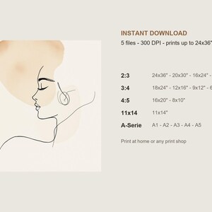 Japandi Wall Art, One Line Drawing Woman, Minimalist Line Art Print, Printable Wall Art, Neutral Abstract Face, Digital Download Bild 4