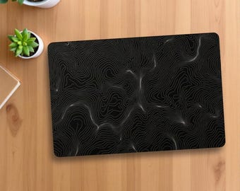 Topographic Desk Mat, Minimalist Contour Line Map, Large Mouse Pad