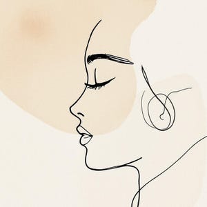 Japandi Wall Art, One Line Drawing Woman, Minimalist Line Art Print, Printable Wall Art, Neutral Abstract Face, Digital Download Bild 3