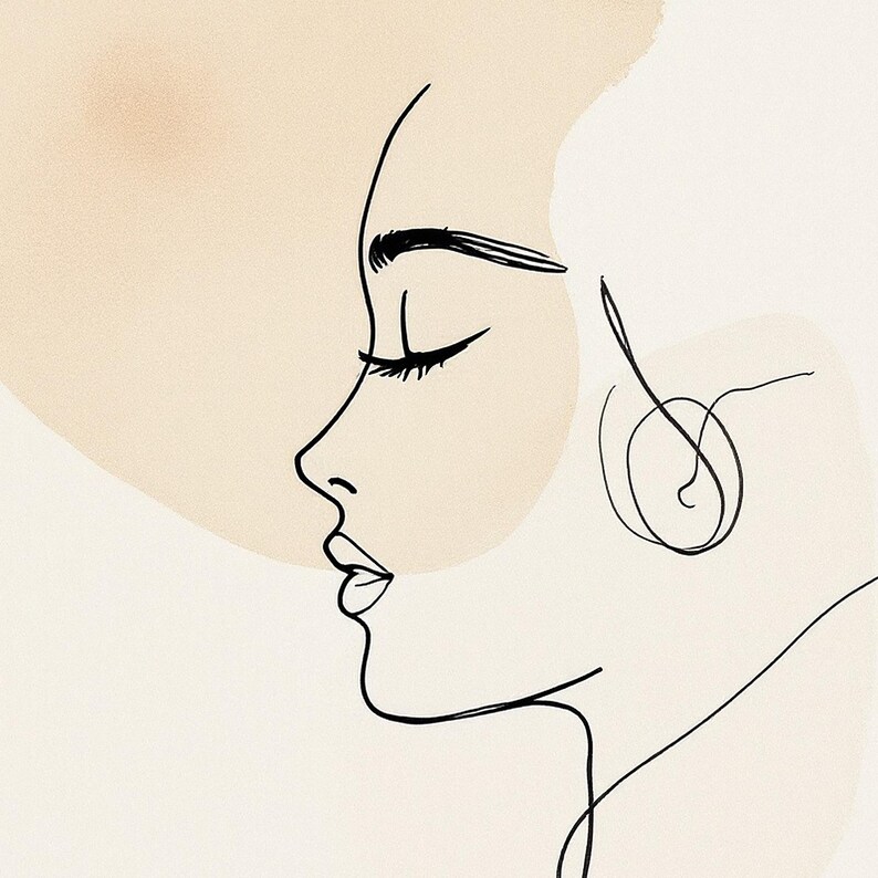 Japandi Wall Art, One Line Drawing Woman, Minimalist Line Art Print, Printable Wall Art, Neutral Abstract Face, Digital Download Bild 3