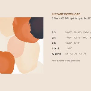 Print met roestbruine cirkels, abstracte boho-muurdecoratie, digitale download, terracotta-paarse accentdecoratie, kunst voor de woonkamer afbeelding 5