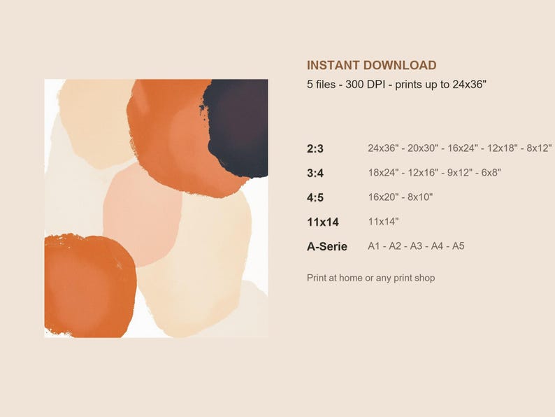 Print met roestbruine cirkels, abstracte boho-muurdecoratie, digitale download, terracotta-paarse accentdecoratie, kunst voor de woonkamer afbeelding 5