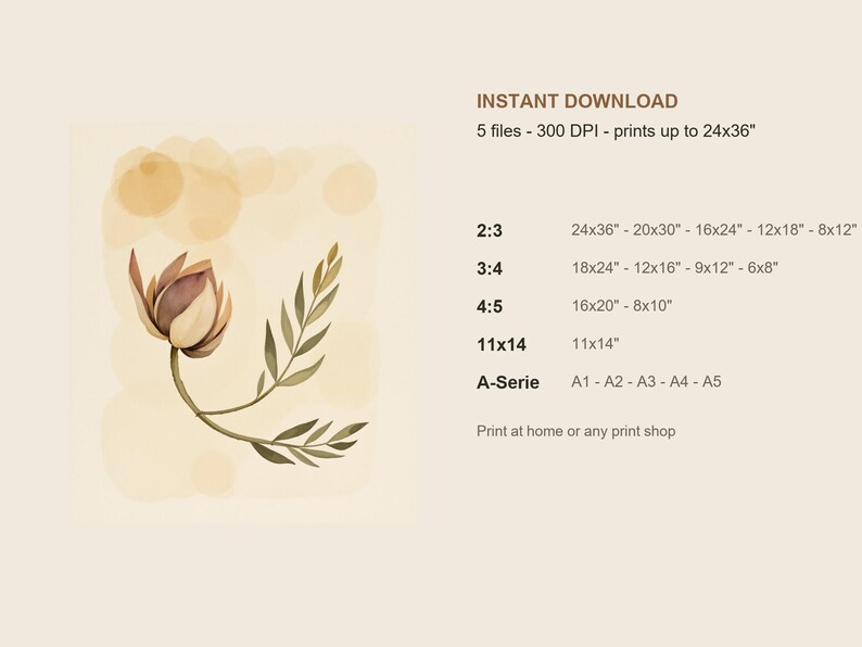 Dried Lotus Pod Print, Japandi Wall Art, Sand Olive Botanical Wall Art, Neutral Living Room Art, Printable Digital Download image 5