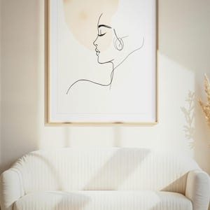 Japandi Wall Art, One Line Drawing Woman, Minimalist Line Art Print, Printable Wall Art, Neutral Abstract Face, Digital Download Bild 1