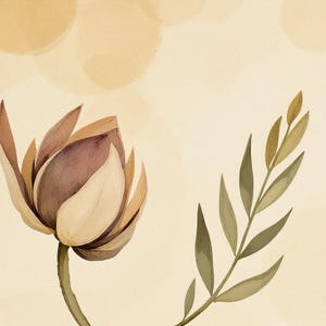 Dried Lotus Pod Print, Japandi Wall Art, Sand Olive Botanical Wall Art, Neutral Living Room Art, Printable Digital Download image 4
