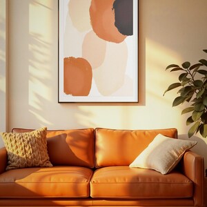 Print met roestbruine cirkels, abstracte boho-muurdecoratie, digitale download, terracotta-paarse accentdecoratie, kunst voor de woonkamer afbeelding 2