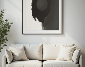Enso Circle Print, Wabi Sabi Wall Art, Japandi Zen Decor, Black Ink Minimalist Art, Printable Digital Download