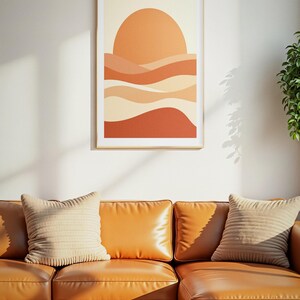 Desert Wall Art, Terracotta Sun Print, Ocher Boho Wall Art, Printable Digital Download, Desert Abstract Decor, Warm Living Room Art image 1