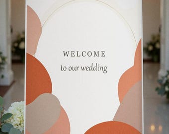 Terracotta Boho Arch Ceremony Sign, Wedding Welcome Sign, Modern Welcome Poster, Printable Digital Download