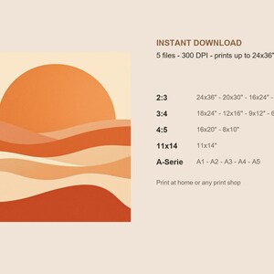 Desert Wall Art, Terracotta Sun Print, Ocher Boho Wall Art, Printable Digital Download, Desert Abstract Decor, Warm Living Room Art image 4