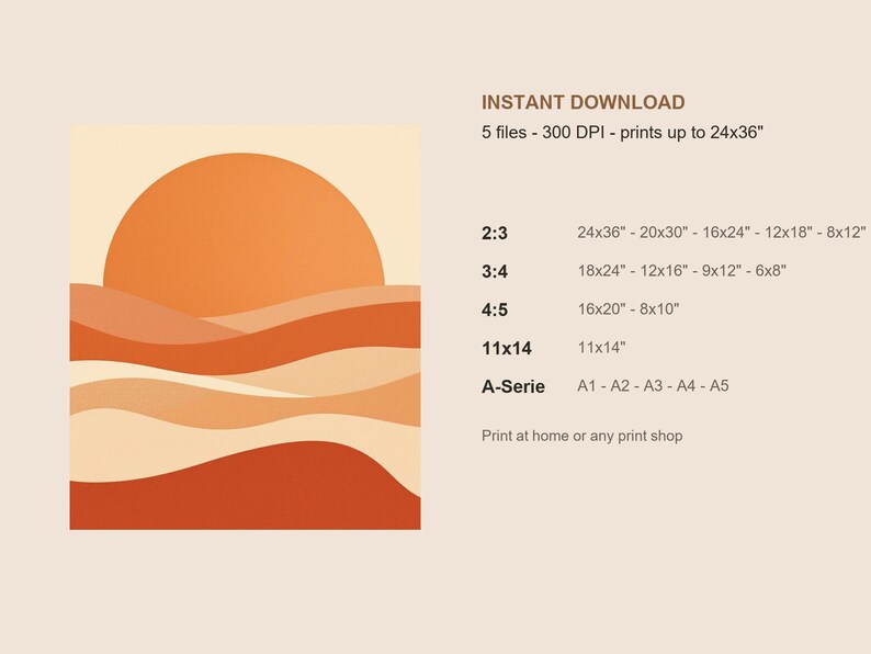 Desert Wall Art, Terracotta Sun Print, Ocher Boho Wall Art, Printable Digital Download, Desert Abstract Decor, Warm Living Room Art image 4