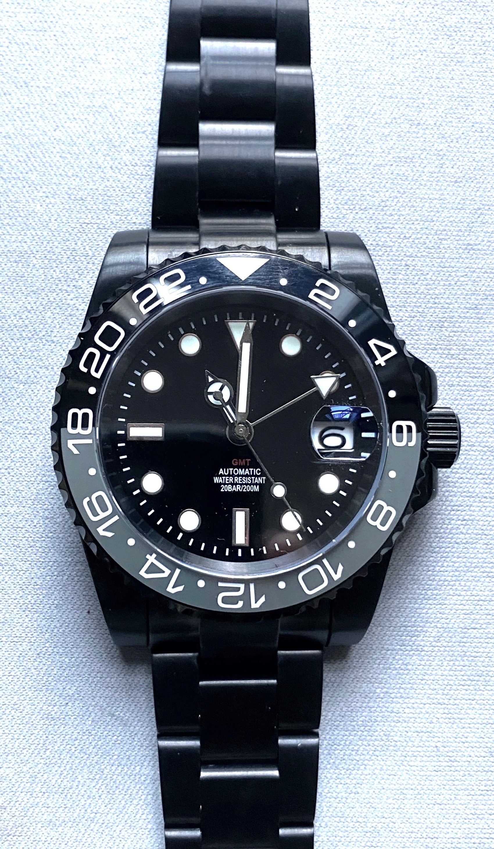 GMT サブマリーナ　黒　ブラック 40mm PVD GMT Automatic Watch: Sapphire Crystal, Black Bezel - Etsy