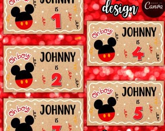 Banner de cumpleaños de Mickey / Fiesta de cumpleaños de Mickey / Tema de Mickey / Decoración de cumpleaños de Mouse / Maqueta de banner / Banner personalizado / DESCARGA DIGITAL