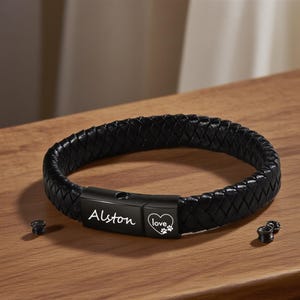 Personalized Leather Ashes Bracelet,Cremation Bracelet,Dog Urn Bracelet,Engraved Pet Ashes Bracelet,Pet Memorial Gift,Memorial Sympathy Gift