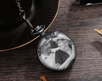 Personalized Men Photo Pocket Watch - Engraved Pocket Watch - Men Birthday Gift - Groomsmen Gift - Anniversary Gift - Christmas Gift for Him