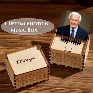 Custom Wooden Music Box with Custom Song & Photo,Engraved Music Box,Anniversary Keepsake Gifts, Wedding Gift,Birthday Gift,Gift for Her Him