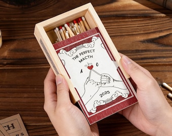 Personalized Large Matchbox for Couples,Custom Woode Matchbox Wrap,Handmade Matchbox,Engagement Gift,Anniversary Gift,Housewarming Gift